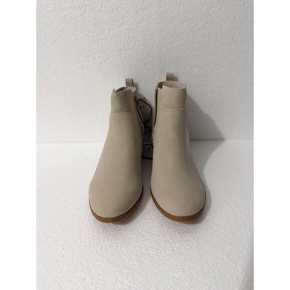 Arizona Jean Co. Womens Beige Faux Suede Ankle Booties With Side Zippers & Stack - Picture 3 of 11